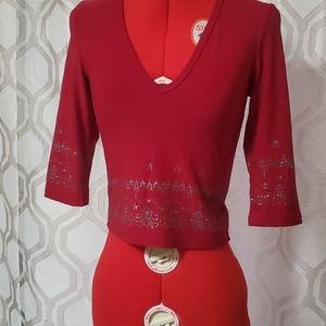 2/$15 Maroon fitted shirt with sparkle detail